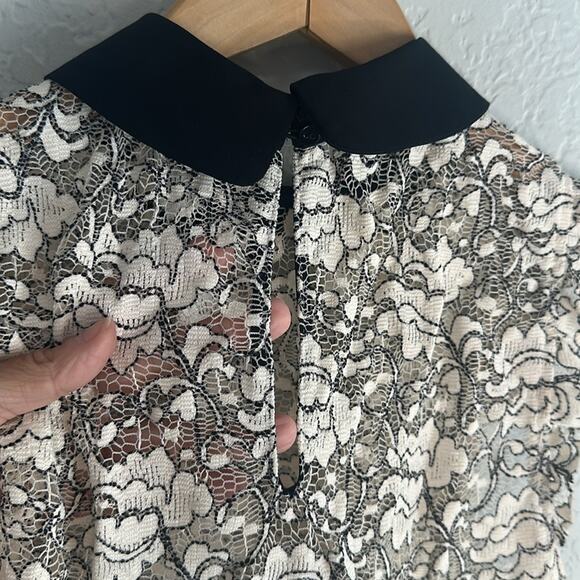 Zara Lace Sleeveless Top Sheer Peter Pan Collar Victorian Romantic Modest - Picture 9 of 10